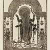 Goddess Kali in Traditional Pose 19th Century Bengal Woodcut